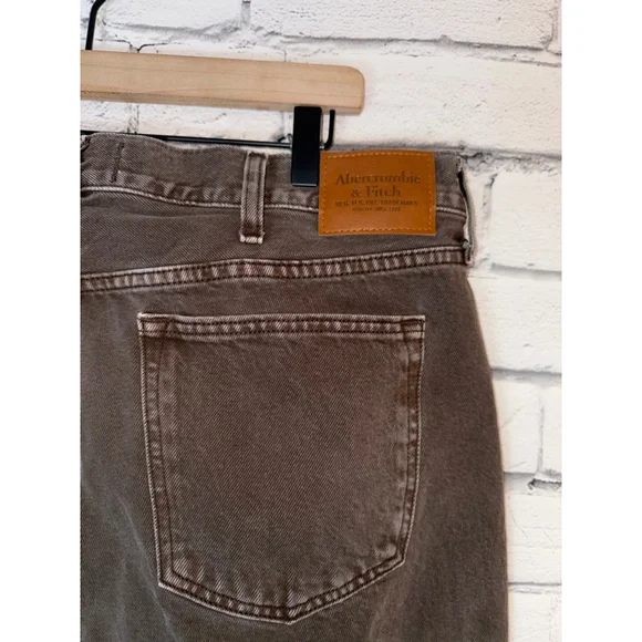Men's Abercrombie & Fitch Loose Baggy Straight Jeans size 38x34 Black Brown - Picture 6 of 8